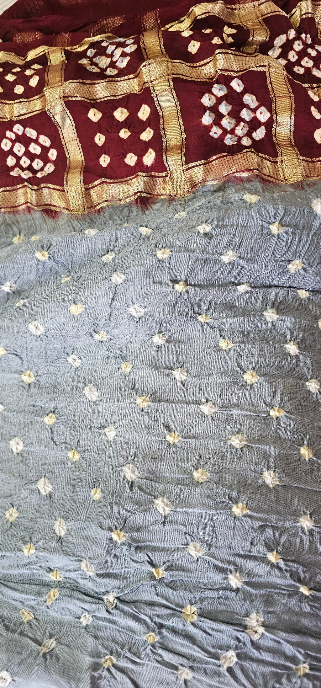 Ash grey Bandhej with Ghatchola Border